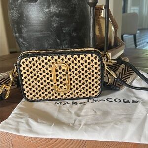 Marc Jacobs Black and Gold Snapshot Crossbody Bag